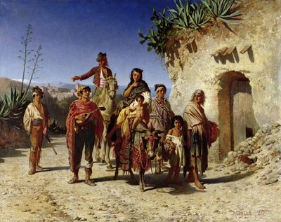 Eine Zigeunerfamilie auf der Straße, ca. 1861 von Achille Zo